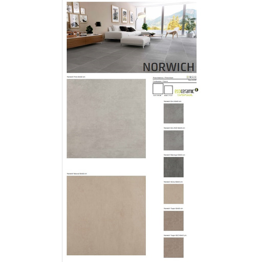 PAVIMENTO PORC.ESM. NORWICH 60x60 NATURAL NATURAL ADZ (anti) ECOCERAMIC