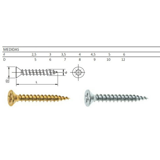 TORNILLO ROSCA MADERA DIN 7505-A C/P PZ 4,5 x 70 BICRO (cj=500ud) MATRIU