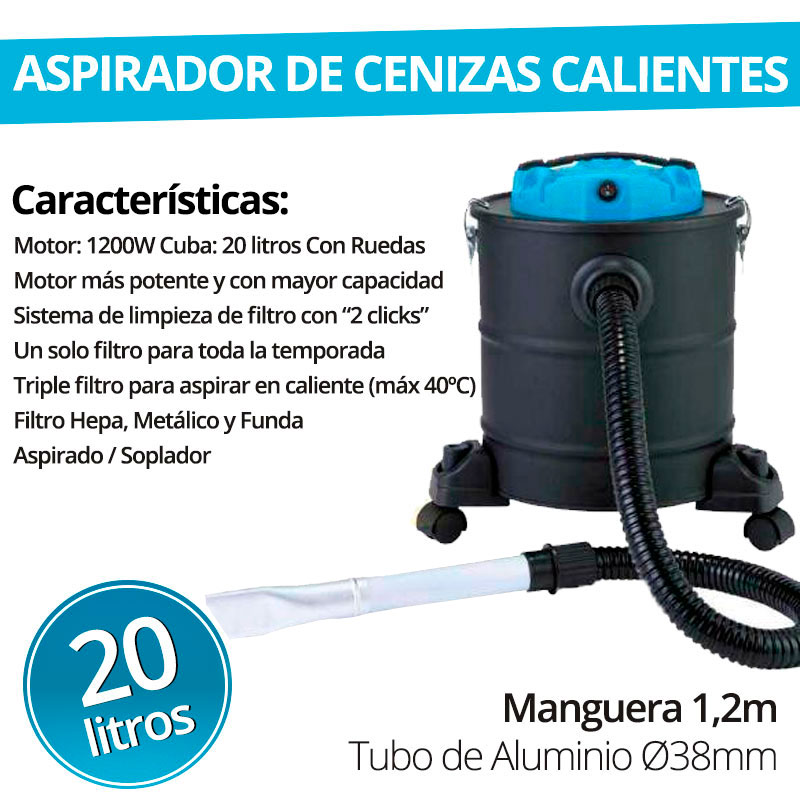 Aspirador de cenizas inox 1200W